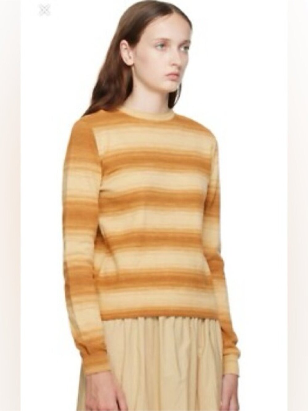 Gimaguas Jacaranda Beige Orange Yellow Striped loose knit Jumper Sweater crew S - Picture 4 of 10